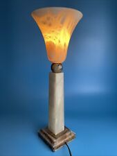 Alabaster Tischlampe, Kelch, Säulenlampe, 45 cm hoch, Braun/Beige, Vintage 70er