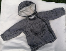 grauer Anorak mit Kapuze, Jungen Gr. 86, Fleecefutter