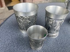 3 Zinnbecher mit Mittelalterlichen  Motiven ZINNGEHALT 92% - 95%