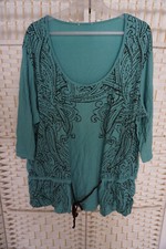 Damen Tunika Oberteil Shirt  Gr. 48-50-52  Baumwolle  Paisley Muster Blau