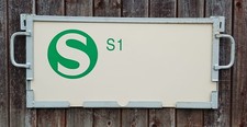 Zuglaufschild aus PVC, S - Bahn Linie 1