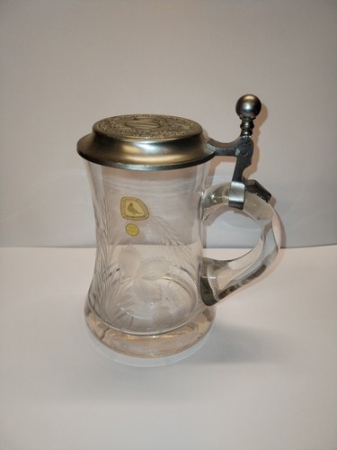 Glas bierkrug mit - mit, zinndeckel