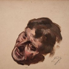 Johann Peter Janssen Männerporträt Kopfstudie Düsseldorf Monogramm Öl Pappe19 Jh