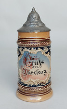 Kleiner alter Bier Krug Gruß aus Würzburg Trink was klar ist Souvenir Andenken