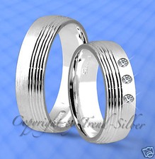2 SILBER Trauringe Eheringe mit 3 Stein u. Gravur ,  J35-3