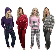 Damen Pyjamas Warm Plus Weich Fleece Nachtwäsche Hausanzug Komfort Für 12-22
