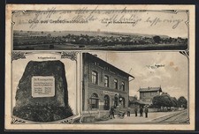Großschwabhausen, Bahnhof, Kriegerdenkmal, Ortsansicht, Ansichtskarte 1913 