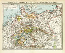 Deutsches Reich politisch historische Landkarte alte Karte Lithographie ca. 1894