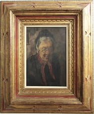 Ölgemälde schwäbischer Maler des 19./20. Jhd. ältere Frau in Tracht