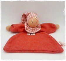 *•. Käthe Kruse - Schmusetuch Puppe Wichtel Gugguli - rot weiß kariert - RAR .•*