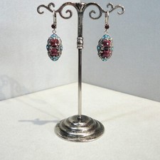 Granatschmuck Granat Opal Ohrringe Trachten Retro JUgendstil antik Silber 925/-