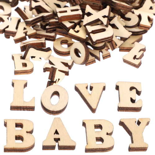 100x holz streudeko alphabet - 100x,