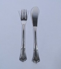  Gebr. Hepp Chippendale Fischbesteck 2teilig 90 er Silber Besteck Monogramm LB  