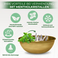 Verdampferschale Ø8,5cm für Saunaofen - Schale Gold-Look -  Gratis Menthol