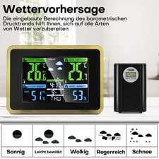 Funk-Wetterstation Luftfeuchtigkeit Barometrischer Druck Wecker Aussensensor