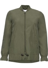 Blouson m Strickkragen und Volant am Ärmelsaum Gr. 38 Dunkeloliv Damen-Jacke Neu