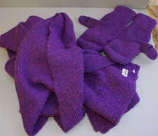 Roeckl Schal u. Handschuhe Set lila Boucle Feinstrick one size NEU NP 149,-- €