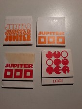 4 Jupiter  Streichholzbriefchen / -heftchen -orange / rot