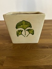 Blumentopf Beige Creme Farben mit Blättern rechteckiger Topf 17x15x11 cm