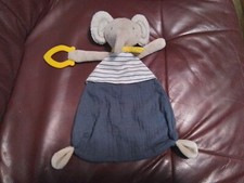 Topomini Topolino Schmusetuch Kuscheltuch Elefant Blau Grau Weiß mit Musselin (m