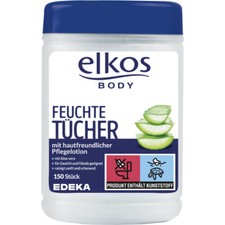 Elkos Body Feuchttücher hautfreundlicher Pflegelotion Körper & Hände 150 Stück
