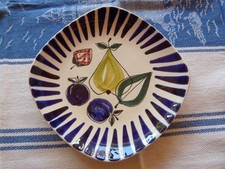 Wandteller midcentury handgemalt Norwegen, Stavangerflint, Obstteller 