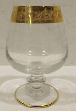 Murano Gravur  Handarbeit Cognac Glas 12cm klar Medici Goldborte