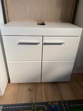 Waschbeckenunterschrank weiß Hochglanz Bad Waschtisch Unterschrank Amanda 60 cm