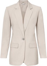 Blazer mit dekorativem Hornimitation-Knopf Gr 44 Hellbeige Damen-Sakko Neu*