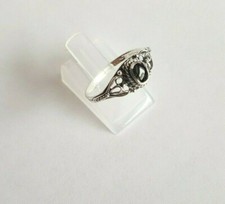 Silberring 925 Silber mit nachgebildetem Onyx, filigran, Gr. 44 bis Gr. 68