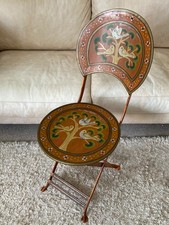 Gartenstuhl UNIKAT Metall Rustikal Klappstuhl Antik handbemalt Gemälde 90cm hoch