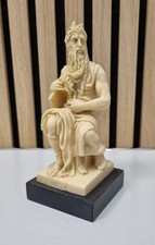 A. Santini Skulptur Mose Italien auf Sockel - Alabaster - 16 cm