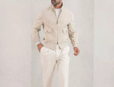 Neu Weiße Lederjacke Herren