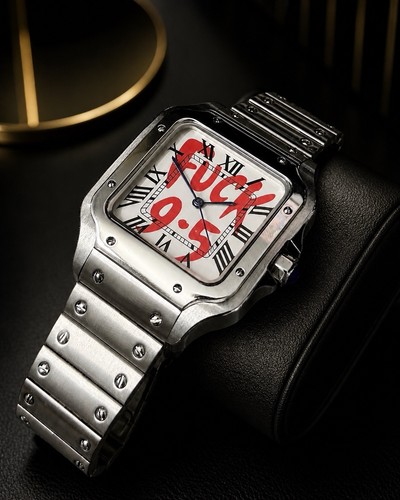 Silver square watch graffiti - silver,
