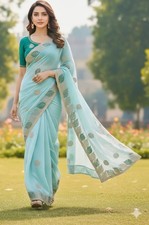 Designer Sari Bollywood Seide Saree Bluse South Indische Braut Ethnisch Fertige