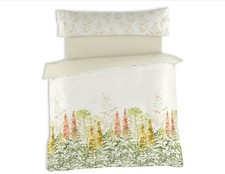 Schöne Bettwäsche 220x220/45x155cm Blumemotiv Weiß Grün 2-tlg. Estelia Nordica