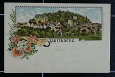 Litho Gruß vom Staufenberg Lollar 1896 gelaufen Marburg Gießen Lahn Buseck