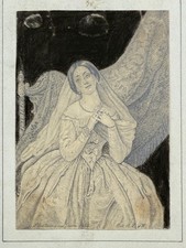 Zeichung einer Schönen Frau, Signiert 1852 