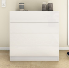 Kommode 4 Schubladen Sideboard Schubkastenschrank Weiß Hochglanz Schwarz VAASA