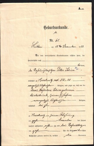 Geburtsurkunde 1910 sächs - geburtsurkunde,