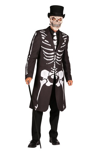 Skelett frack schwarz jacke - schwarz,
