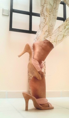 Sexy kork pantoletten - kork, rose/