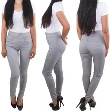 Damen 4 Knopf Skinny Jeans