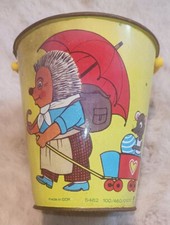 Blechspielzeug - MECKI - Eimer Sandeimer Schaufel Plaste Sandform ORIGINAL DDR!!