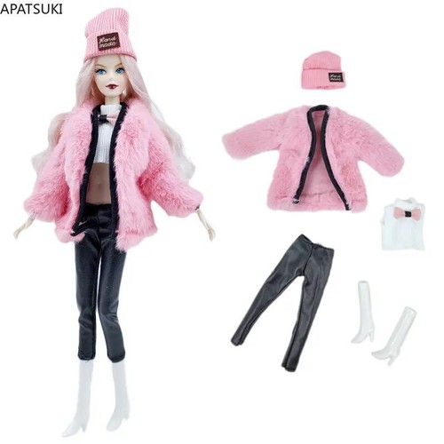 Rosa pelz kleidung set für - rosa,