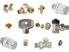 Heizkörper AnschlussSET Hahnblock Thermostat Dicht Entlüftungstopfen Schlüssel
