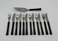 DDR Besteck 13 Teile mit Plastegriff schwarz Kult #KA245