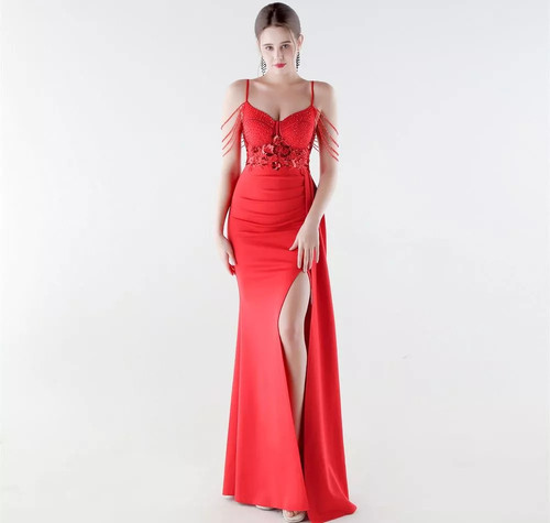 Abendkleid rot intense mit - abendkleid,