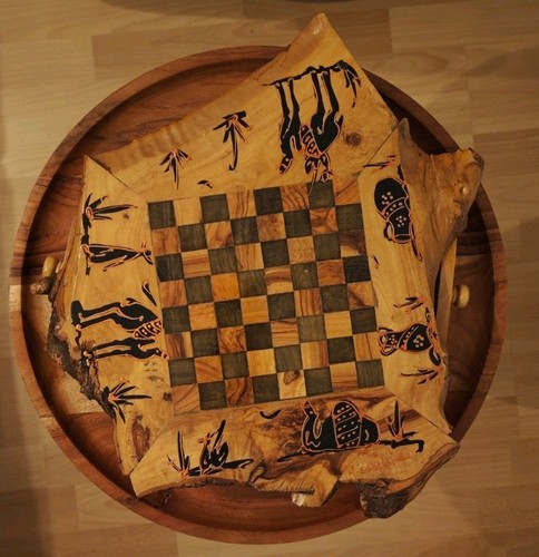 Vintage olive wood chess - vintage,