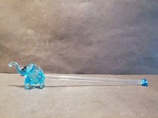 Großer Rührstab blauer Elefant Lauscha Glas Bowle Grog Cocktail Rührer